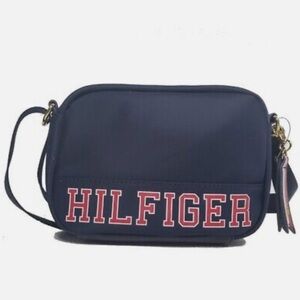 Tommy Hilfiger Womens Navy Blue Crossbody Purse Nylon Shoulder Bag